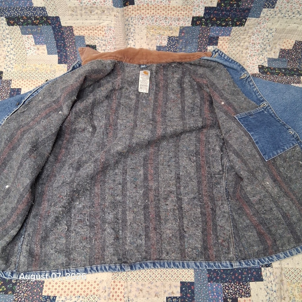 Vintage Carhartt C59 DST Denim Chore Coat Mens 2XL Blanket Lined USA Barn Jacket - Picture 3 of 14